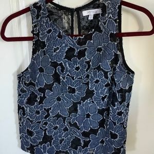Lucy Paris sleeveless blue appliqué top